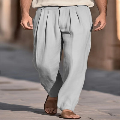 Pantalones de Lino Holgados con Pliegues y Bolsillos Frontales - Image 4