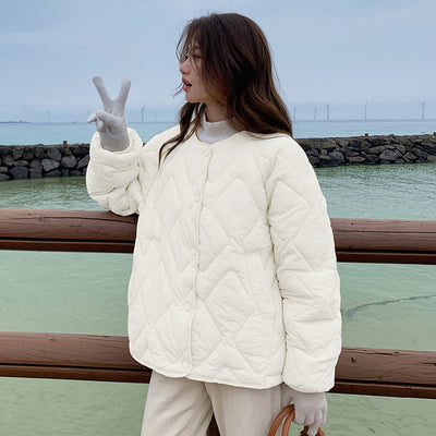 Chaqueta Acolchada Corta Estilo Coreano Cuello Redondo para Mujer - Image 6