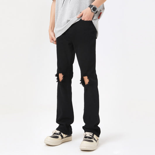 Jeans Negros Rotos Estilo Urbano para Hombre