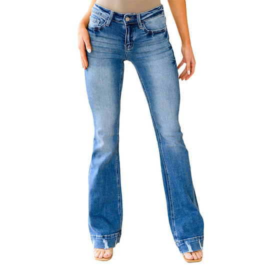 Pantalones Campana Talle Alto Mujer Jeans Claros Casual - Image 5