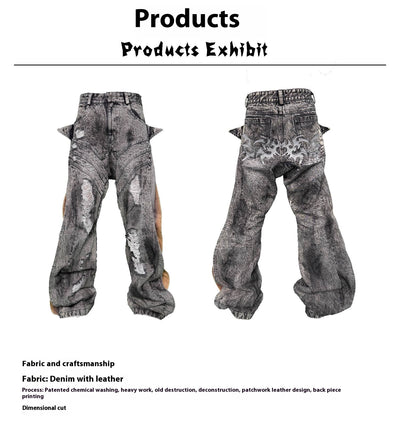 Pantalones Patchwork Deconstruidos con Diseño de Lavado Artístico - Image 9