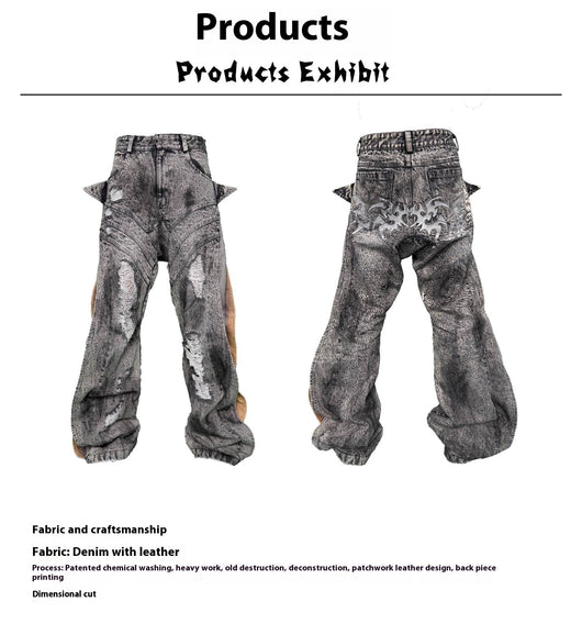 Pantalones Patchwork Deconstruidos con Diseño de Lavado Artístico - Image 9