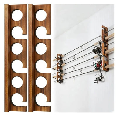 Organizador de Pared en Madera para Cañas y Accesorios de Pesca - Image 7