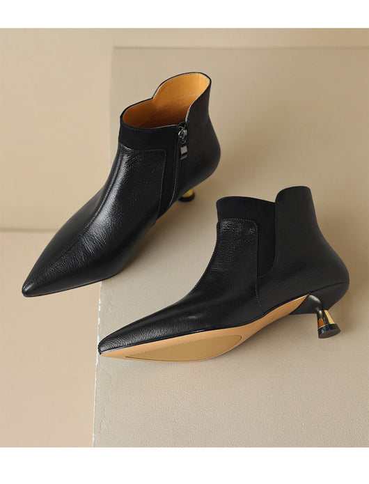 Botines de Cuero Genuino con Tacón Kitten y Punta Afilada - Image 13