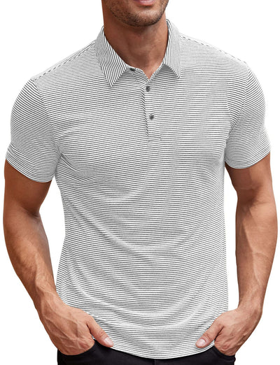 Camisa Hombre Rayas Contraste Manga Corta Suelta Verano - Image 11