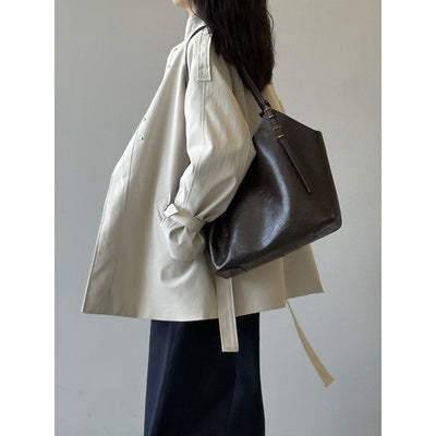 Abrigo Trench Casual Holgado con Cuello de Pie para Mujer - Image 5