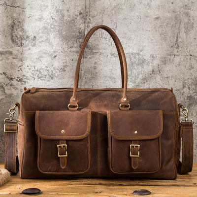 Bolsa de Viaje Grande en Cuero Crazy Horse Estilo Retro - Image 9