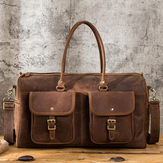 Bolsa de Viaje Grande en Cuero Crazy Horse Estilo Retro - Image 9