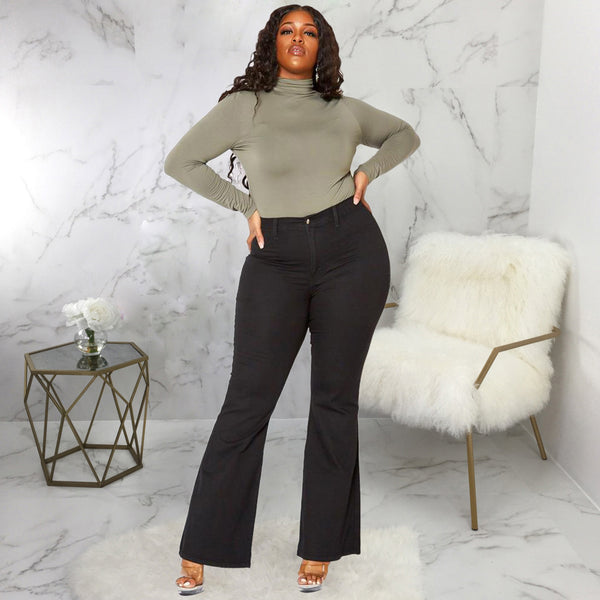 Jeans Acampanados Talle Grande Ajuste Delgado para Mujer