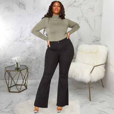 Jeans Acampanados Talle Grande Ajuste Delgado para Mujer
