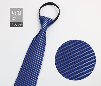 Corbata Negra Rayada Azul con Cierre Rápido - Corbata Ejecutiva Lazy Zip - Image 70