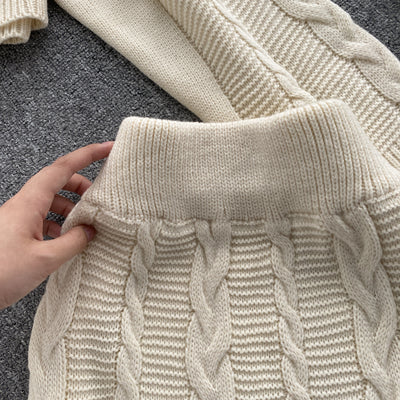 Conjunto Vintage Falda Alta con Suéter Retorcido de Manga Larga - Image 23
