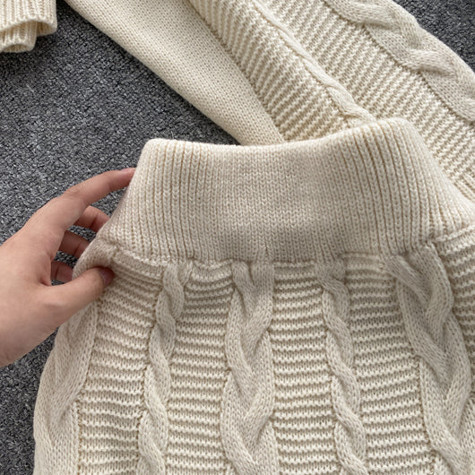 Conjunto Vintage Falda Alta con Suéter Retorcido de Manga Larga - Image 23