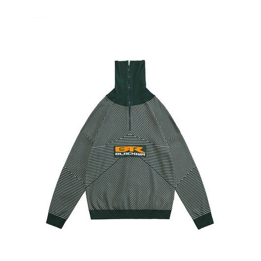 Suéter Retro de Cuello Alto con Cremallera Media y Rayas para Hombre y Mujer - Image 2