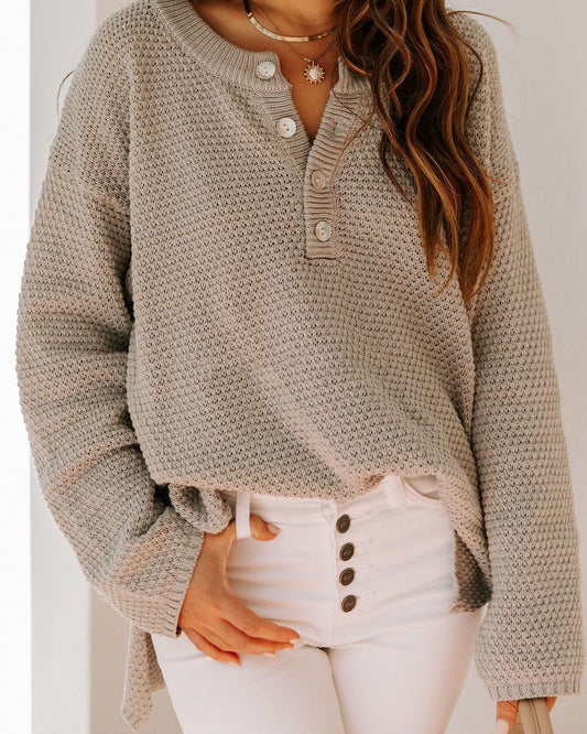 Suéter de Cuello en V Talla Grande para Mujer - Diseño Urbano en Colores Sólidos - Image 2