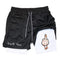 Shorts Esportivos Masculinos de Camada Dupla com Estampa de Pato