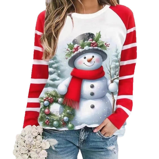 Suéter Largo para Mujer con Patrón de Muñeco de Nieve - Image 5