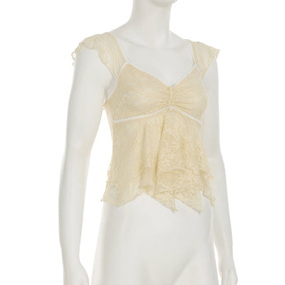 Blusa Elegante con Encaje Volantes Escote V Efecto Adelgazante - Image 13