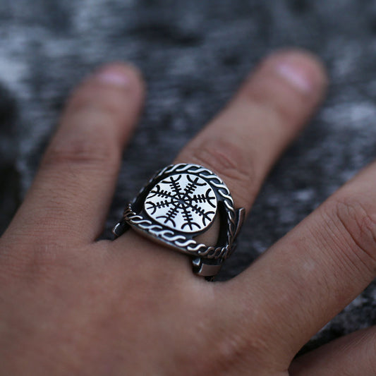 Anillo Brújula Vikingo en Acero Inoxidable para Hombre