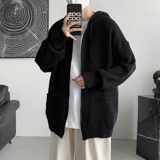 Cardigan Tejido con Capucha Estilo Hong Kong - Diseño Trendy Otoño - Image 3