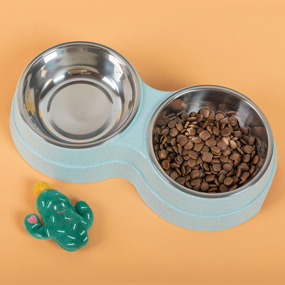Comedero Doble Acero Inoxidable para Perros y Gatos - Bebedero Dual Mascotas