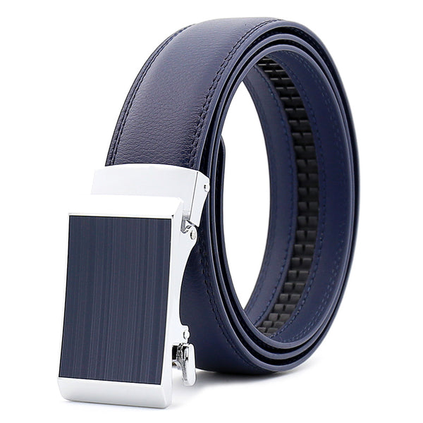 Cinturón de Cuero Genuino con Hebilla Automática para Hombre - Estilo Ejecutivo