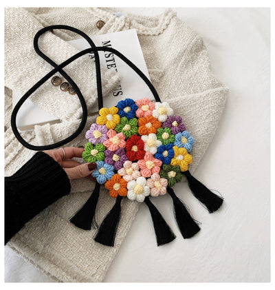 Bolsa Redonda Étnica Esponjosa para Mujer - Diseño Floral 2025 - Image 6