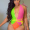 Traje de Baño Enterizo Multicolor con Parches Contrastantes