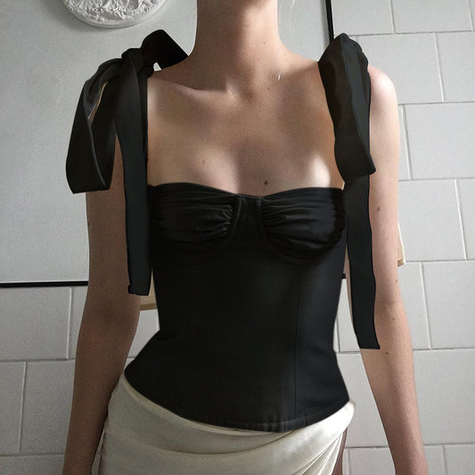 Blusa Asimétrica Elegante con Cordones y Tejido Chifón - Image 2