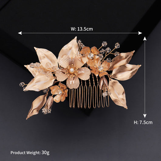 Peine Nupcial Premium con Flores Doradas Artesanal - Image 8