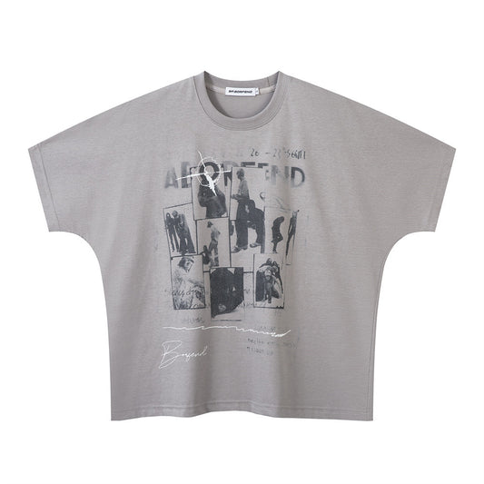 Camiseta de Algodón Puro con Diseño de Sombra Creativa para Hombre