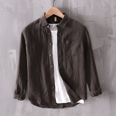 Camisa Casual de Manga Larga en Algodón y Lino para Hombre - Image 2