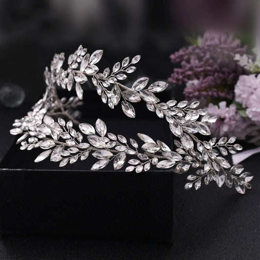 Diadema Nupcial con Cristales Brillantes - Joyería para Peinado de Novia