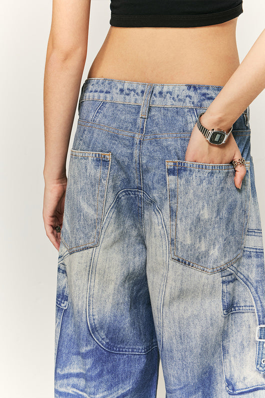 Jeans con Bordado Artesanal y Estampado Digital Lavado - Image 11