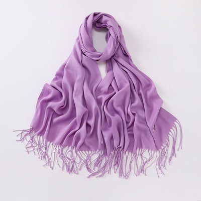 Bufanda Larga de Cashmira Suave - Color Liso para Otoño e Invierno - Image 37