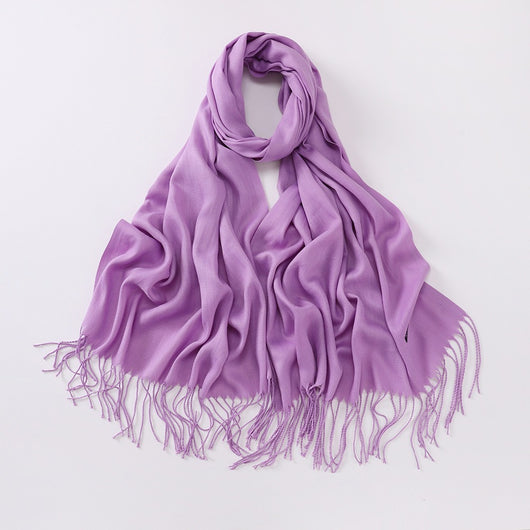 Bufanda Larga de Cashmira Suave - Color Liso para Otoño e Invierno - Image 37