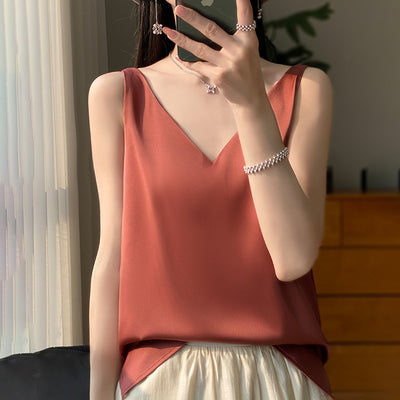 Blusa Suelta sin Mangas con Base Satinada Sedosa - Image 14