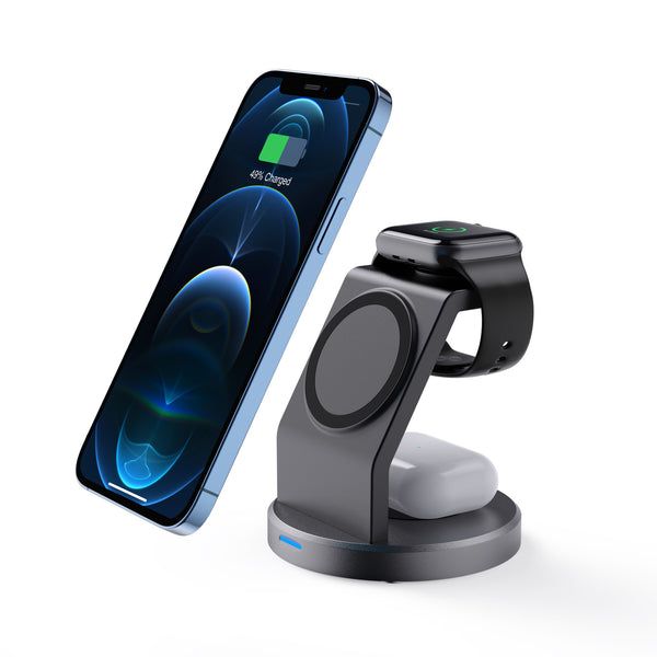Cargador Inalámbrico Multifuncional para Teléfono, Reloj y Auriculares