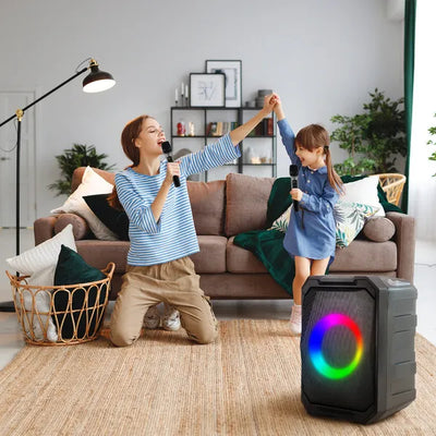 Parlante Portátil Inalámbrico para Fiestas con Luces LED, 2 Micrófonos y Control Remoto - Image 21