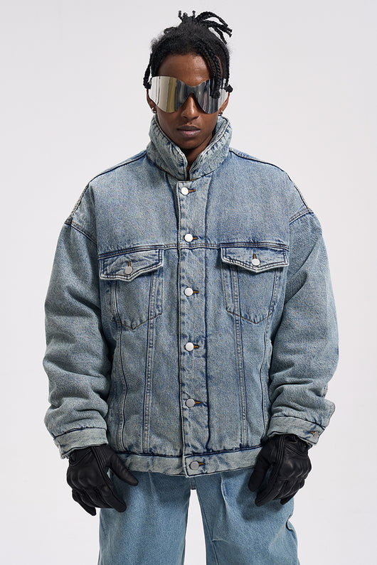 Chaqueta Denim Oversize Lavada y Desgastada - Algodón Grueso - Image 13