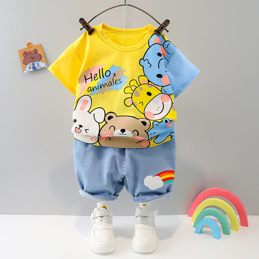 Conjunto de Pantalones Cortos Denim para Niños y Niñas - Dos Piezas Cómodo