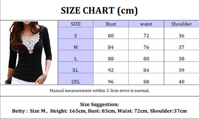 Blusa de Cuello V Manga Larga con Puntilla Elegante - Image 6
