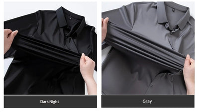 Camisa Elástica sin Costuras para Hombre Talla Grande - Manga Larga Antirruga - Image 14