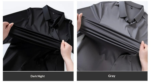 Camisa Elástica sin Costuras para Hombre Talla Grande - Manga Larga Antirruga - Image 14