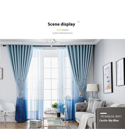 Brown thickened shading curtain with an electric carving floral texture, partially drawn in a bedroom setting. - Image 24