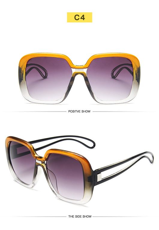 Large frame sunglasses with gradient purple lenses and a blue-to-clear fade on the bottom of the frame. - Image 14