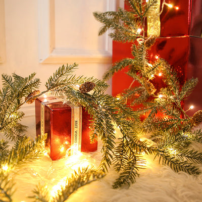 Lámpara de Pared LED con Decoración de Rattan y Agujas de Pino para Navidad - Image 11