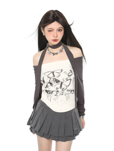 Blusa Manga Larga Estampado Mariposa Cuello Abierto Slim Fit - Image 9