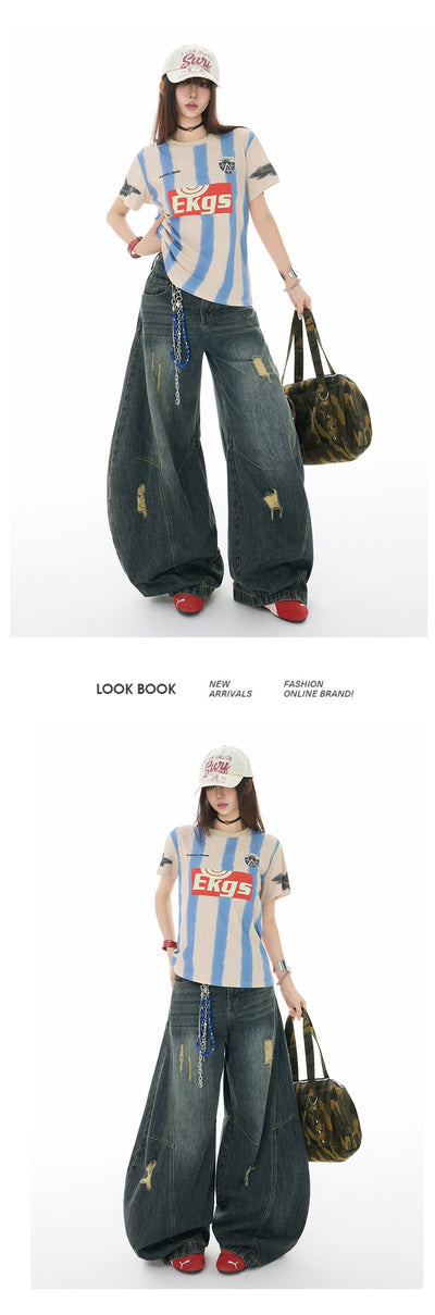 Pantalones Vaqueros Vintage Estilo Americano Bootcut Talle Ancho Lavado - Image 17
