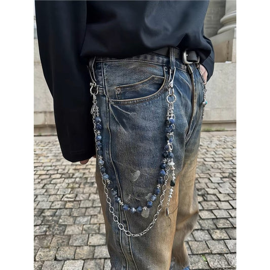 Pantalón Cargo Multifuncional con Cadena de Cintura y Cierre Combinado - Image 2